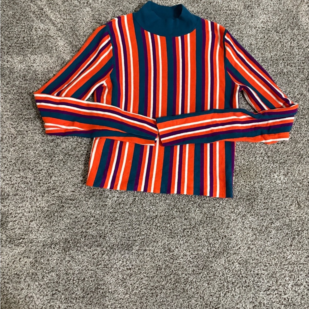 Victor Glemaud Teal and Multicolor Striped Top
